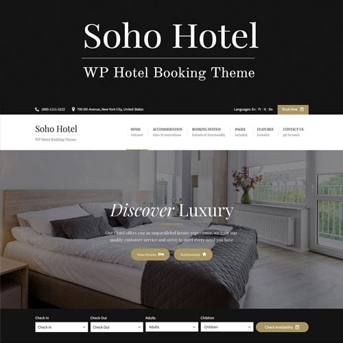 soho hotel booking hotel wordpress theme lalicenza